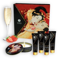 CONJUNTO SHUNGA SEGREDOS DE GEISHA MORANGO E CHAMPANHE