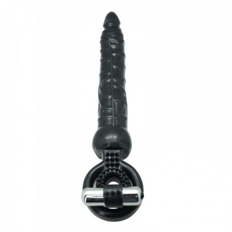 TIMELESS 2 STABS VIBRATING COCK RING WITH DILDO BLACK