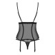 OBSESSIVE 868-COR CORSET AND THONG BLACK