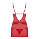 OBSESSIVE 829-CHE CHEMISE AND THONG RED