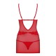 OBSESSIVE 829-CHE CHEMISE AND THONG RED
