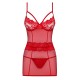 OBSESSIVE 829-CHE CHEMISE AND THONG RED