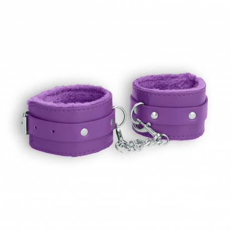 OUCH! PLUSH LEATHER WRIST CUFFS PURPLE