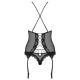 OBSESSIVE 841-COR CORSET AND THONG BLACK