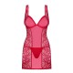 OBSESSIVE ROUGEBELLE CHEMISE AND THONG RED