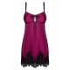 OBSESSIVE 861-CHE CHEMISE AND THONG BORDEAUX