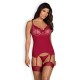 OBSESSIVE ROSALYNE CORSET AND THONG RED