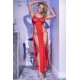 CR-4371 LONG GOWN AND THONG RED