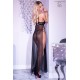 CR-4377 LONG GOWN AND THONG BLACK