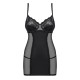 OBSESSIVE QUEEN SIZE AMALLIE CHEMISE AND THONG BLACK