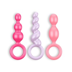 BOOTY CALL 3 PIECE SET ANAL PLUGS SATISFYER COLOURED