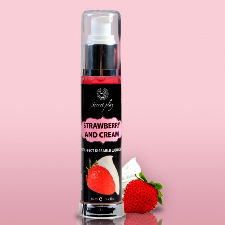 LUBRICANTE DE EFECTO CALOR CON SABOR A FRESA CON NATAS 50 ML SECRET PLAY