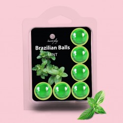 BOLAS LUBRIFICANTES BEIJÁVEIS BRAZILIAN BALLS SABOR A MENTA 6 x 4GR