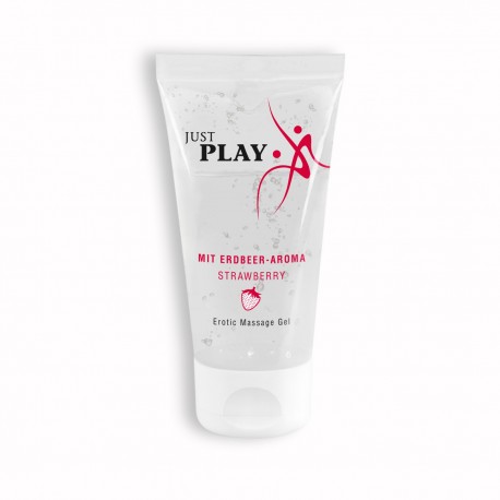 LUBRIFICANTE COMESTÍVEL À BASE DE ÁGUA JUST PLAY MORANGO 50ML