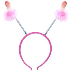 HAIRBAND DECORATED WITH PINK FEATHERS AND PENIS