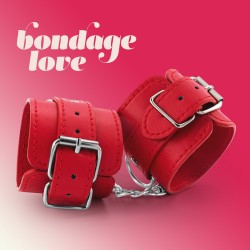 BONDAGE LOVE LEATHER HANDCUFFS CRUSHIOUS RED