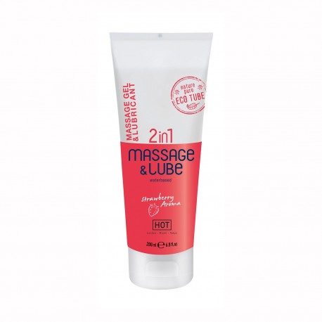 GEL DE MASAJE Y LUBRICANTE 2EN1 CON SABOR A FRESA HOT™ 200ML