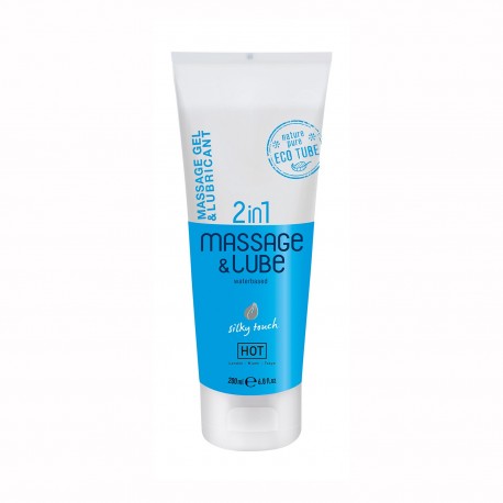 GEL DE MASSAGEM E LUBRIFICANTE 2EM1 À BASE DE ÁGUA SILKY TOUCH HOT™ 200ML