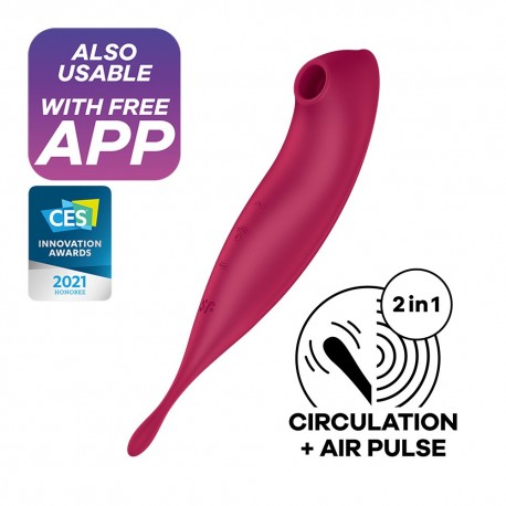 SATISFYER TWIRLING PRO VIBRATOR WITH CONNECT APP DARK RED