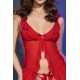 CHEMISE DE NUIT ET STRING CR-4696 ROUGE CHILIROSE