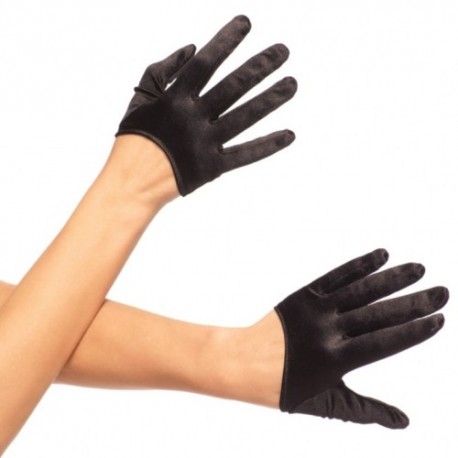 MINI CROPPED BLACK SATIN GLOVES