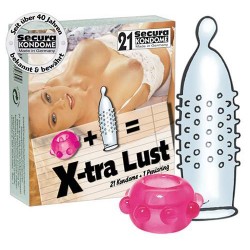 X-TRA LUST CONDOMS 21 UNITS WITH COCKRING